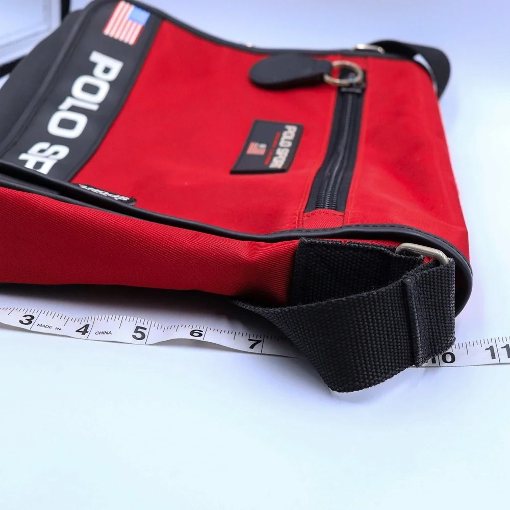 Vintage 90s Polo Sport Ralph Lauren Messenger Bag Unisex Red Crossbody Nylon USA